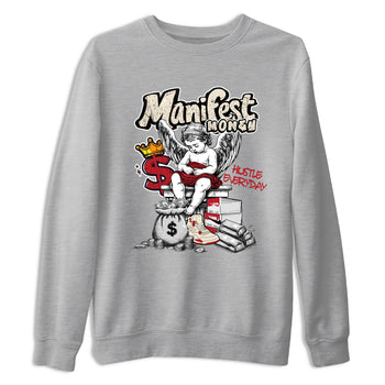 Sneaker match tees – Sneaker Tees To Match Air Jordan 4 Valentines Day Shoes – Manifest Money Tee Heather Grey 2