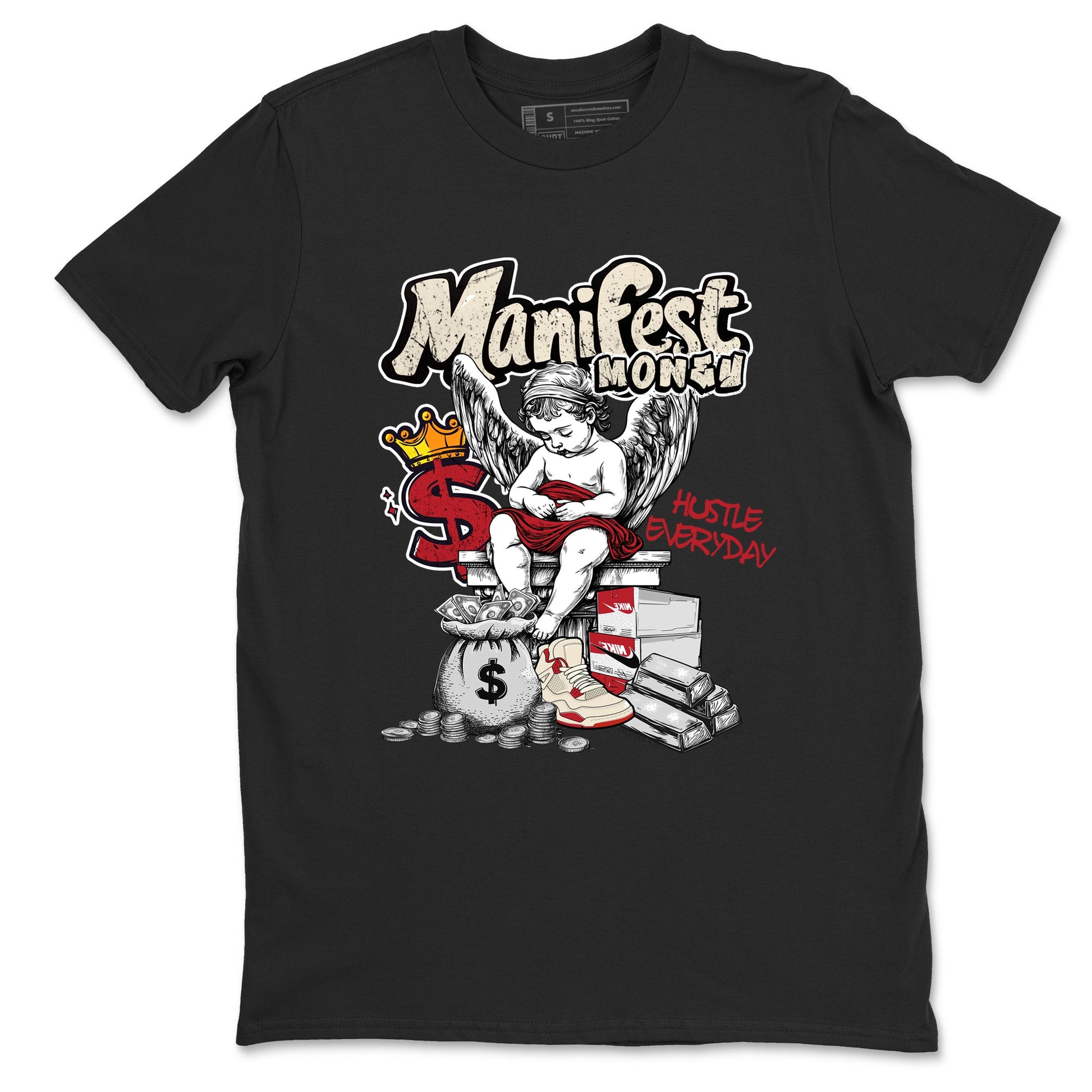Sneaker match tees – Sneaker Tees To Match Air Jordan 4 Valentines Day Shoes – Manifest Money Tee Black 2