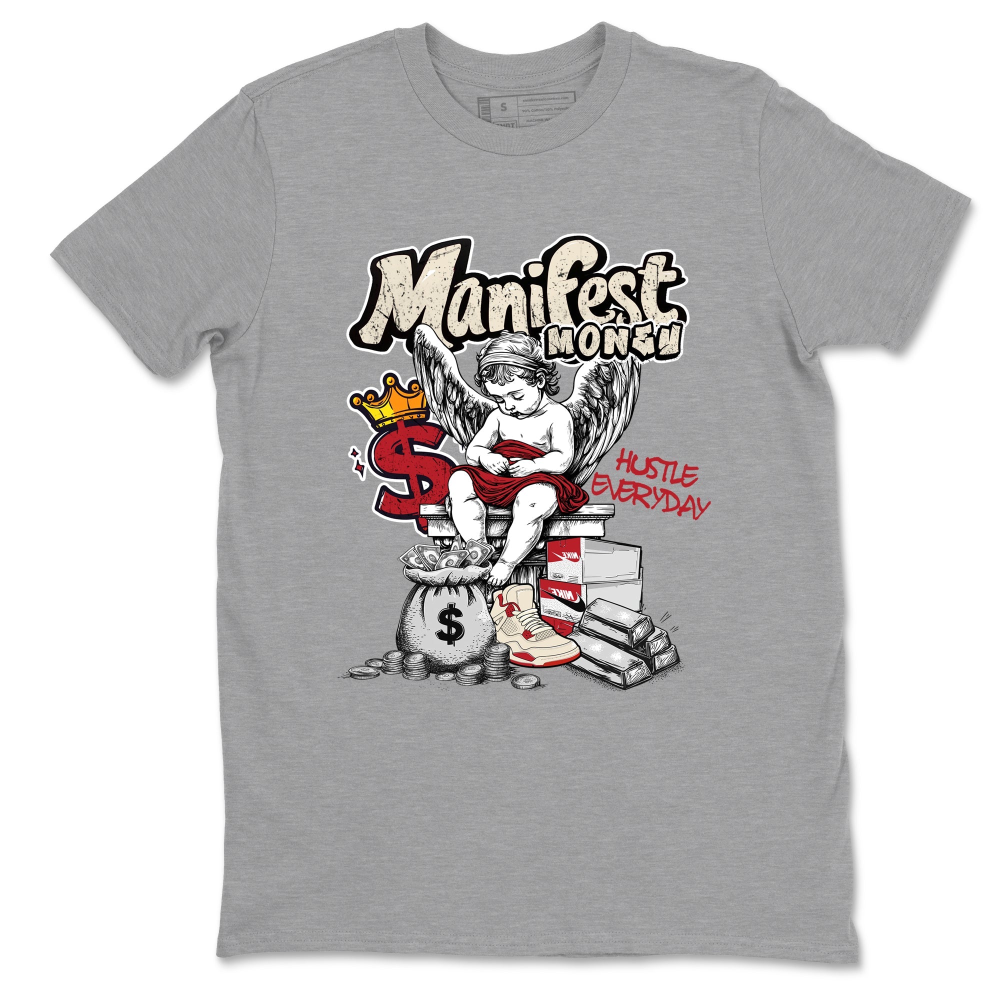 Sneaker match tees – Sneaker Tees To Match Air Jordan 4 Valentines Day Shoes – Manifest Money Tee Heather Grey 2