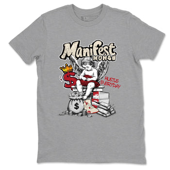 Sneaker match tees – Sneaker Tees To Match Air Jordan 4 Valentines Day Shoes – Manifest Money Tee Heather Grey 2