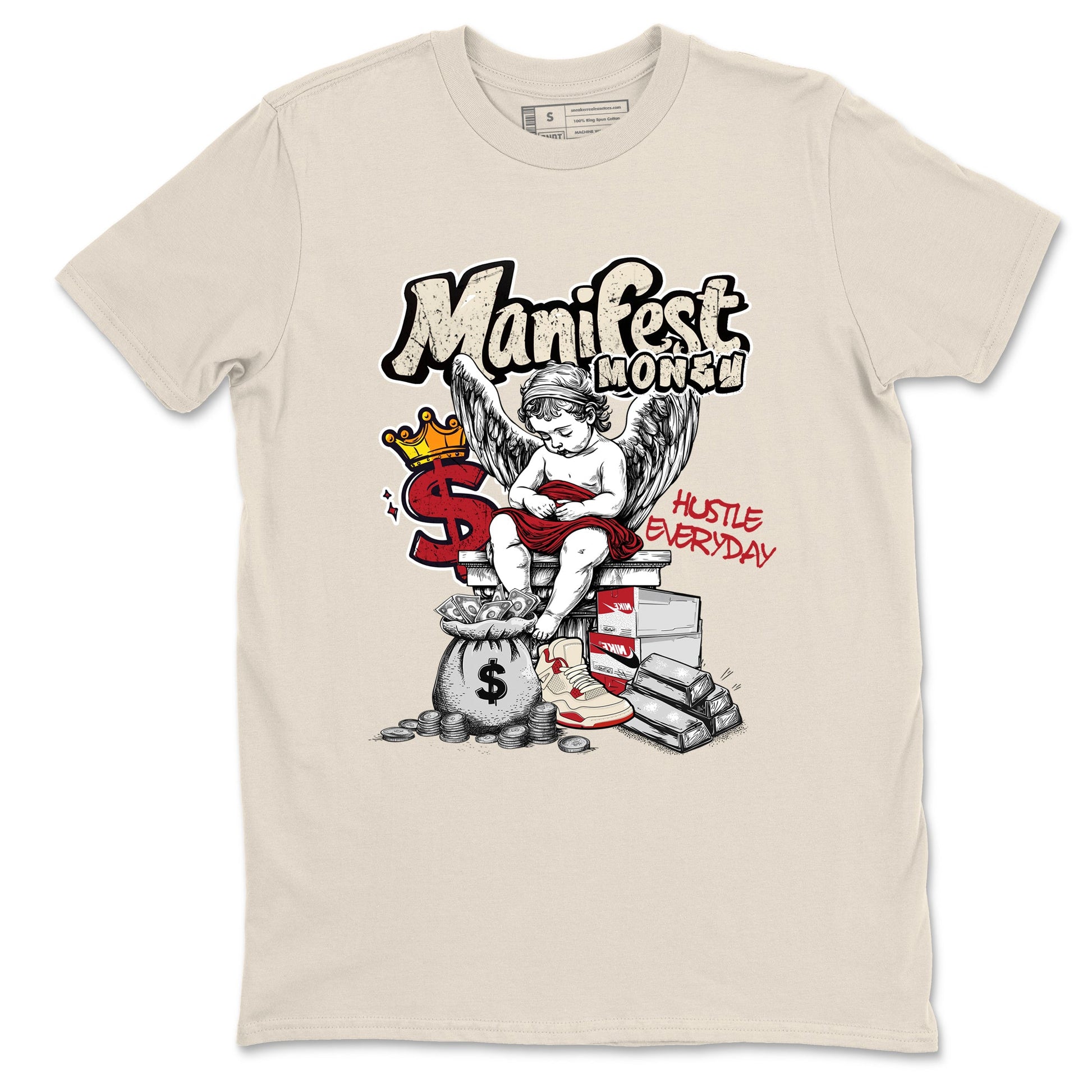 Sneaker match tees – Sneaker Tees To Match Air Jordan 4 Valentines Day Shoes – Manifest Money Tee Natural 2