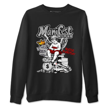 Manifest Money sneaker match t-shirt styled to complete your fit with the Air Jordan 4 White Cement sneakers, shown in Black 2.