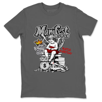 Manifest Money sneaker match t-shirt styled to complete your fit with the Air Jordan 4 White Cement sneakers, shown in Cool Grey 2.