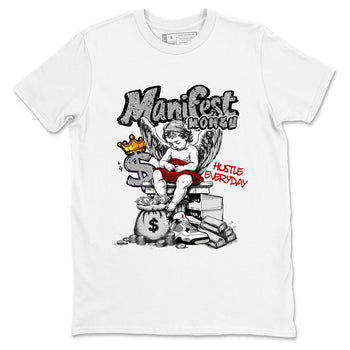 Manifest Money sneaker match t-shirt styled to complete your fit with the Air Jordan 4 White Cement sneakers, shown in White 2.