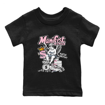 Sneaker match tees – Sneaker Tees To Match Air Jordan 5 Medium Soft Pink Shoes – Manifest Money Kids T-Shirt Black 2