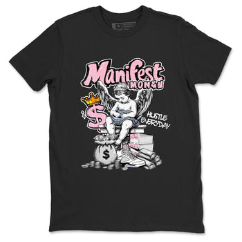 Sneaker match tees – Sneaker Tees To Match Air Jordan 5 Medium Soft Pink Shoes – Manifest Money Tee Black 2