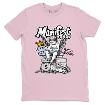 Sneaker match tees – Sneaker Tees To Match Air Jordan 5 Medium Soft Pink Shoes – Manifest Money Tee Pink 2