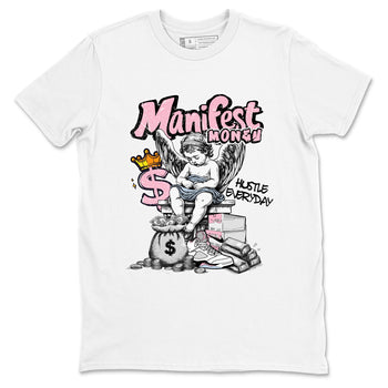 Sneaker match tees – Sneaker Tees To Match Air Jordan 5 Medium Soft Pink Shoes – Manifest Money Tee White 2