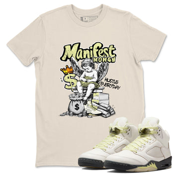 Sneaker match tees – Sneaker Tees To Match Air Jordan 5 Luminous Green Shoes – Manifest Money Tee Natural 1