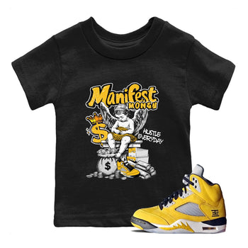 Sneaker match tees – Sneaker Tees To Match Air Jordan 5 Tokyo Shoes – Manifest Money Kids T-Shirt Black 1