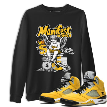 Sneaker match tees – Sneaker Tees To Match Air Jordan 5 Tokyo Shoes – Manifest Money Tee Black 1
