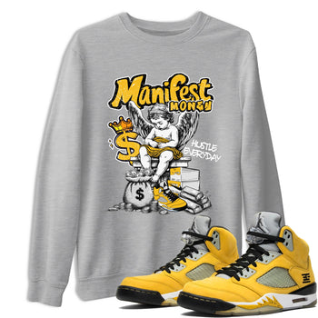 Sneaker match tees – Sneaker Tees To Match Air Jordan 5 Tokyo Shoes – Manifest Money Tee Heather Grey 1