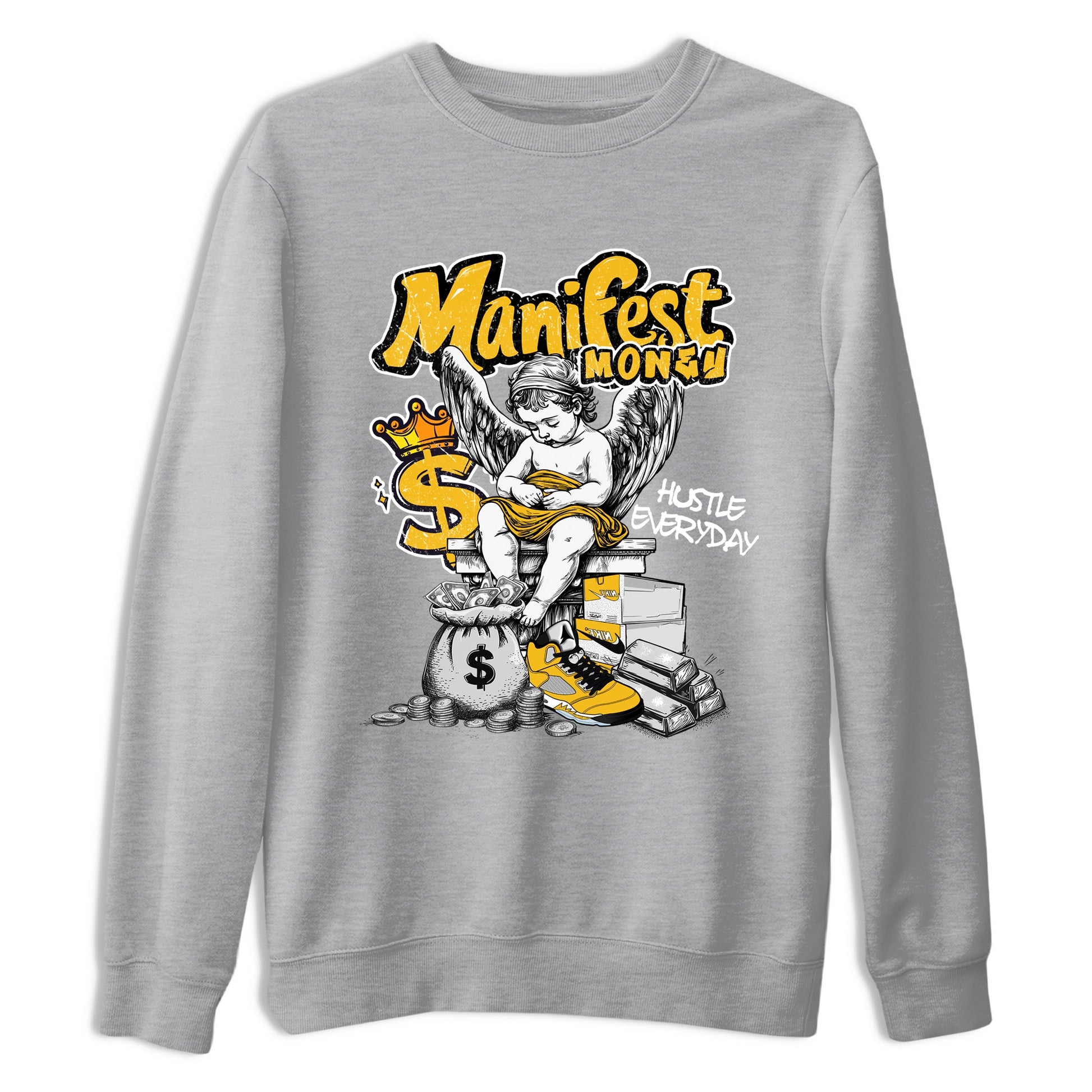 Sneaker match tees – Sneaker Tees To Match Air Jordan 5 Tokyo Shoes – Manifest Money Tee Heather Grey 2