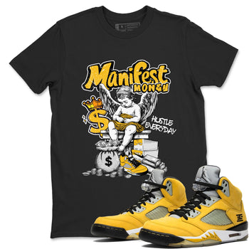 Sneaker match tees – Sneaker Tees To Match Air Jordan 5 Tokyo Shoes – Manifest Money Tee Black 1