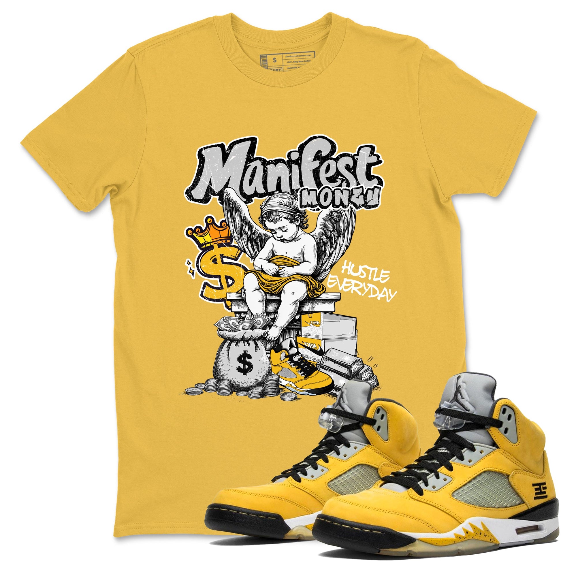 Sneaker match tees – Sneaker Tees To Match Air Jordan 5 Tokyo Shoes – Manifest Money Tee Daisy 1