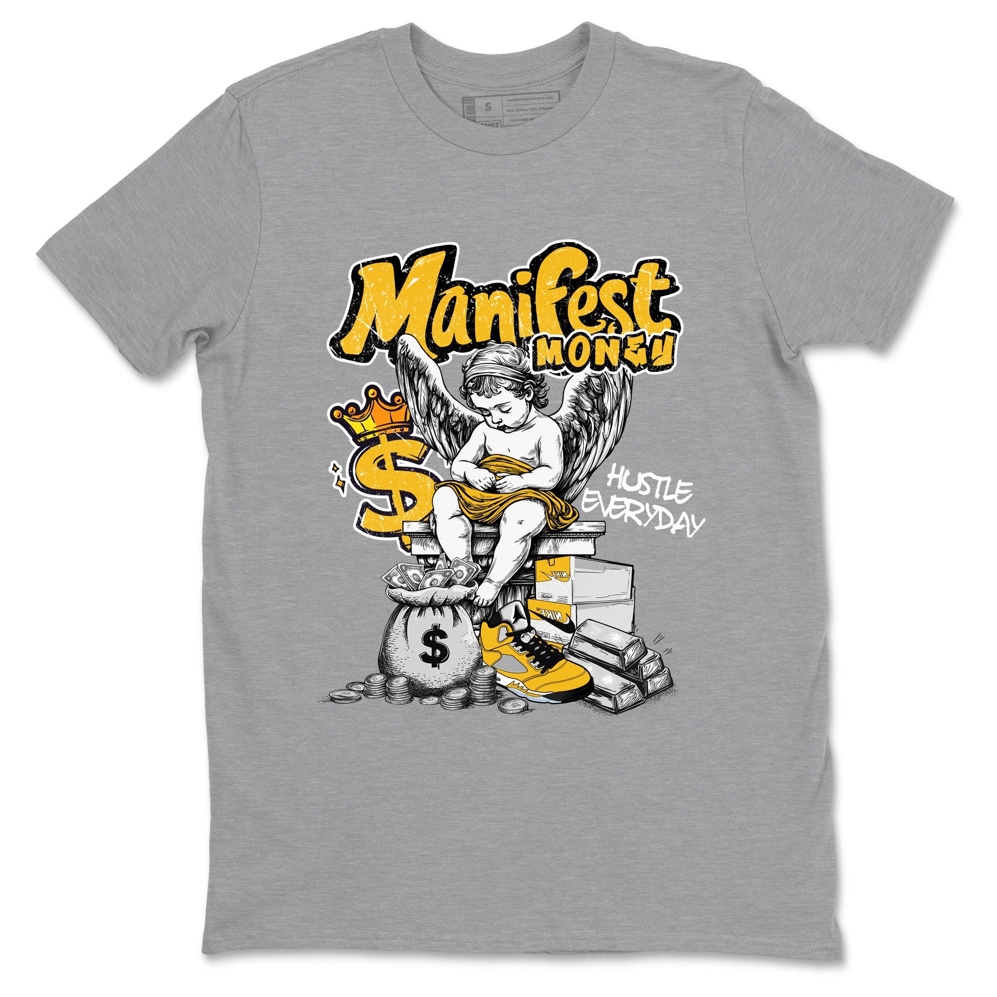Sneaker match tees – Sneaker Tees To Match Air Jordan 5 Tokyo Shoes – Manifest Money Tee Heather Grey 2