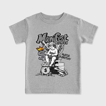 Sneaker match tees – Sneaker Tees To Match Air Jordan 6 Cap and Gown Shoes – Manifest Money Kids T-Shirt Heather Grey 2