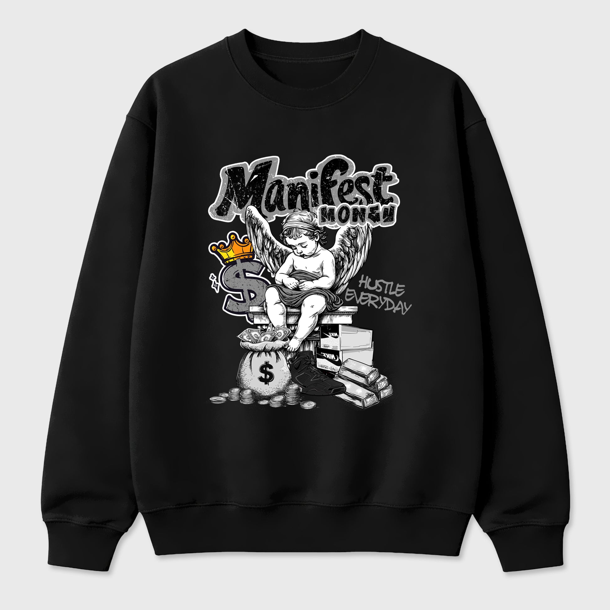 Sneaker match tees – Sneaker Tees To Match Air Jordan 6 Cap and Gown Shoes – Manifest Money Tee Black 2