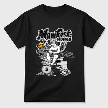 Sneaker match tees – Sneaker Tees To Match Air Jordan 6 Cap and Gown Shoes – Manifest Money Tee Black 2