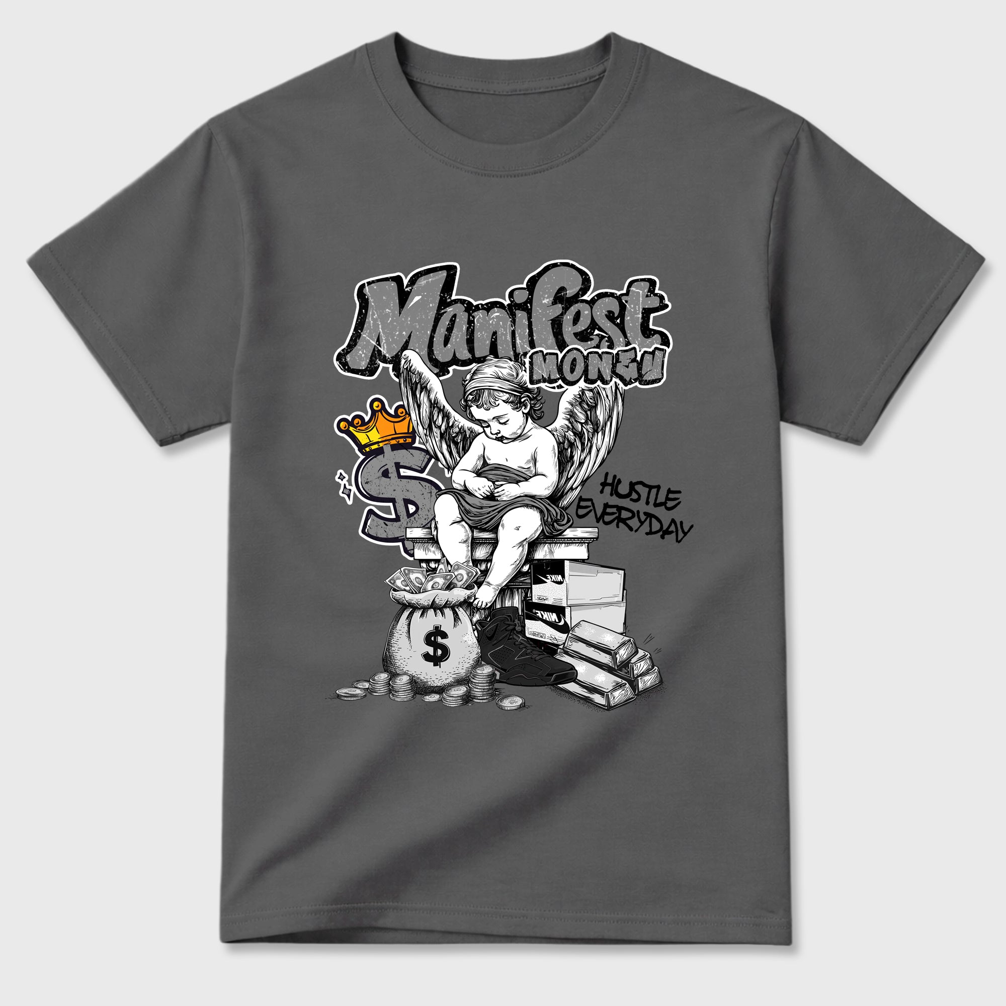 Sneaker match tees – Sneaker Tees To Match Air Jordan 6 Cap and Gown Shoes – Manifest Money Tee Cool Grey 2
