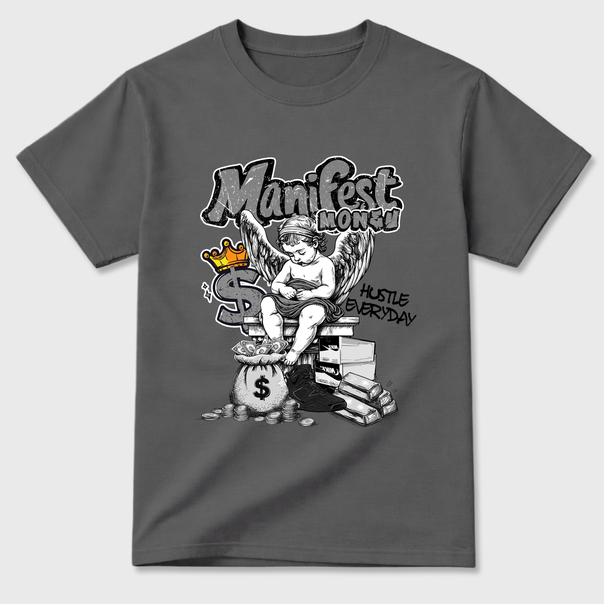 Sneaker match tees – Sneaker Tees To Match Air Jordan 6 Cap and Gown Shoes – Manifest Money Tee Cool Grey 2