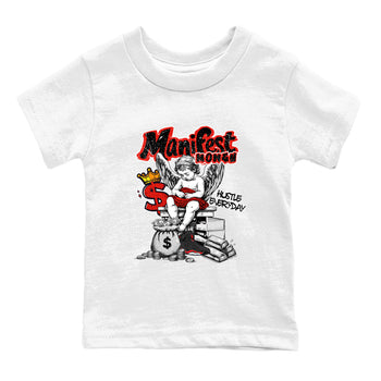 Sneaker match tees – Sneaker Tees To Match Air Jordan 6 Reverse Infrared Shoes – Manifest Money Kids T-Shirt White 2