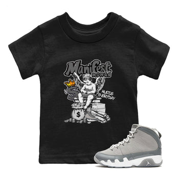 9s Cool Grey shirts to match jordans Manifest Money sneaker match tees Air Jordan 9 Retro Cool Grey match shoes to clothes SNRT Sneaker Tees Youth Baby Black 1 tee