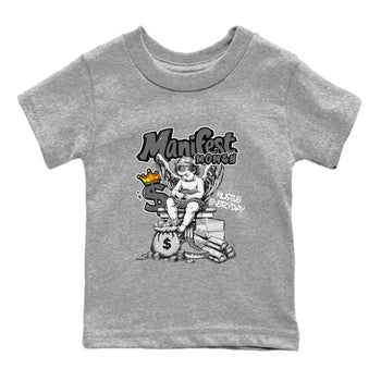 9s Cool Grey shirts to match jordans Manifest Money sneaker match tees Air Jordan 9 Retro Cool Grey match shoes to clothes SNRT Sneaker Tees Youth Baby Heather Grey 2 tee