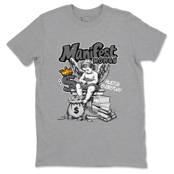 9s Cool Grey shirts to match jordans Manifest Money sneaker match tees Air Jordan 9 Retro Cool Grey match shoes to clothes SNRT Sneaker Tees unisex cotton Heather Grey 2 shirts