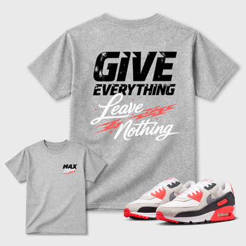 Max Effort sneaker match t-shirt styled to complete your fit with the sneakers, Double side graphic tee. shown in Heather Grey.