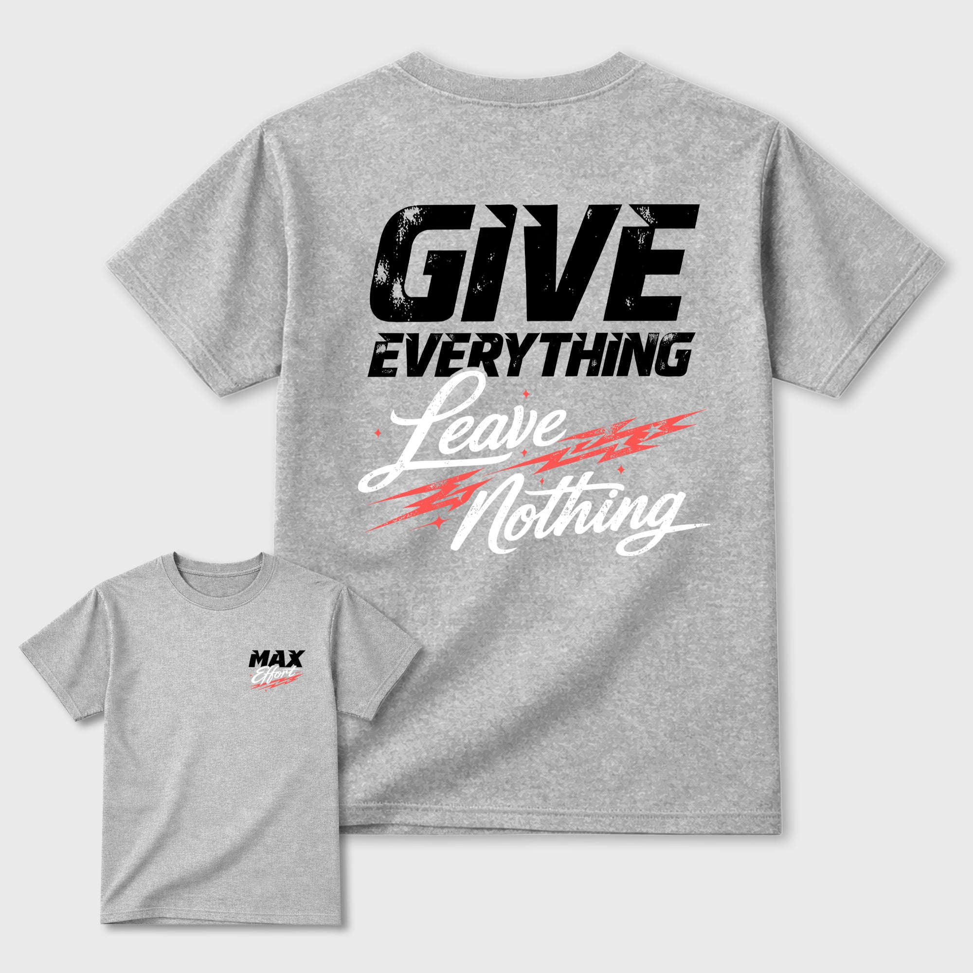 Max Effort sneaker match t-shirt styled to complete your fit with the sneakers, Double side graphic tee. shown in Heather Grey.