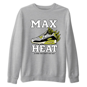 Max Heat sneaker match t-shirt styled to complete your fit with the Air Max 90 Cyber sneakers, shown in Heather Grey 2.