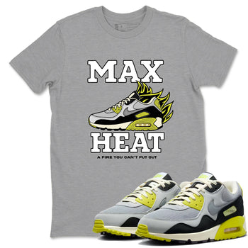 Max Heat sneaker match t-shirt styled to complete your fit with the Air Max 90 Cyber sneakers, shown in Heather Grey 1.