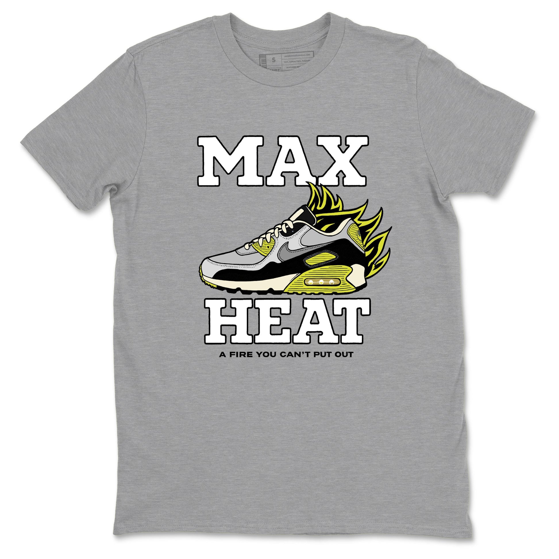 Max Heat sneaker match t-shirt styled to complete your fit with the Air Max 90 Cyber sneakers, shown in Heather Grey 2.