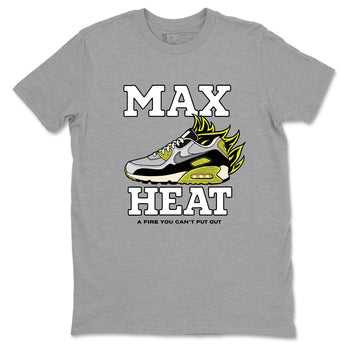 Max Heat sneaker match t-shirt styled to complete your fit with the Air Max 90 Cyber sneakers, shown in Heather Grey 2.