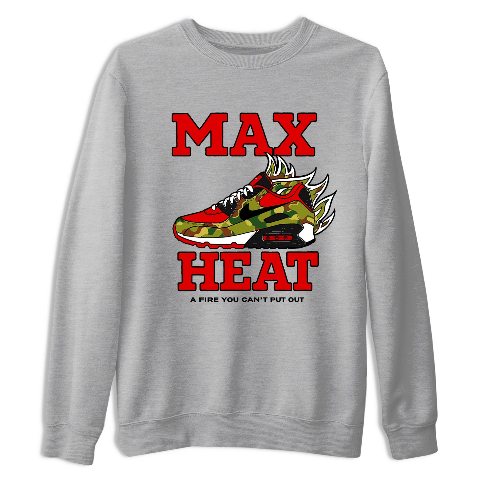 Max Heat sneaker match t-shirt styled to complete your fit with the Air Max 90 Reverse Duck Camo sneakers, shown in Heather Grey 2.