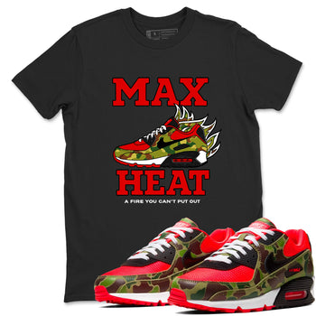 Max Heat sneaker match t-shirt styled to complete your fit with the Air Max 90 Reverse Duck Camo sneakers, shown in Black 1.