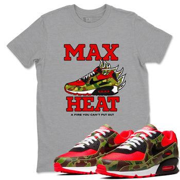 Max Heat sneaker match t-shirt styled to complete your fit with the Air Max 90 Reverse Duck Camo sneakers, shown in Heather Grey 1.