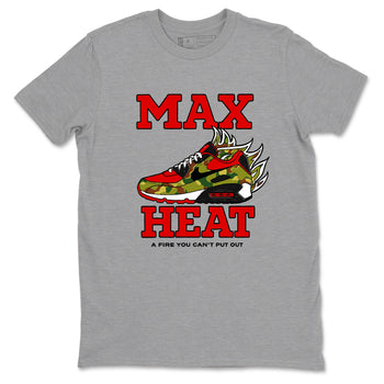 Max Heat sneaker match t-shirt styled to complete your fit with the Air Max 90 Reverse Duck Camo sneakers, shown in Heather Grey 2.