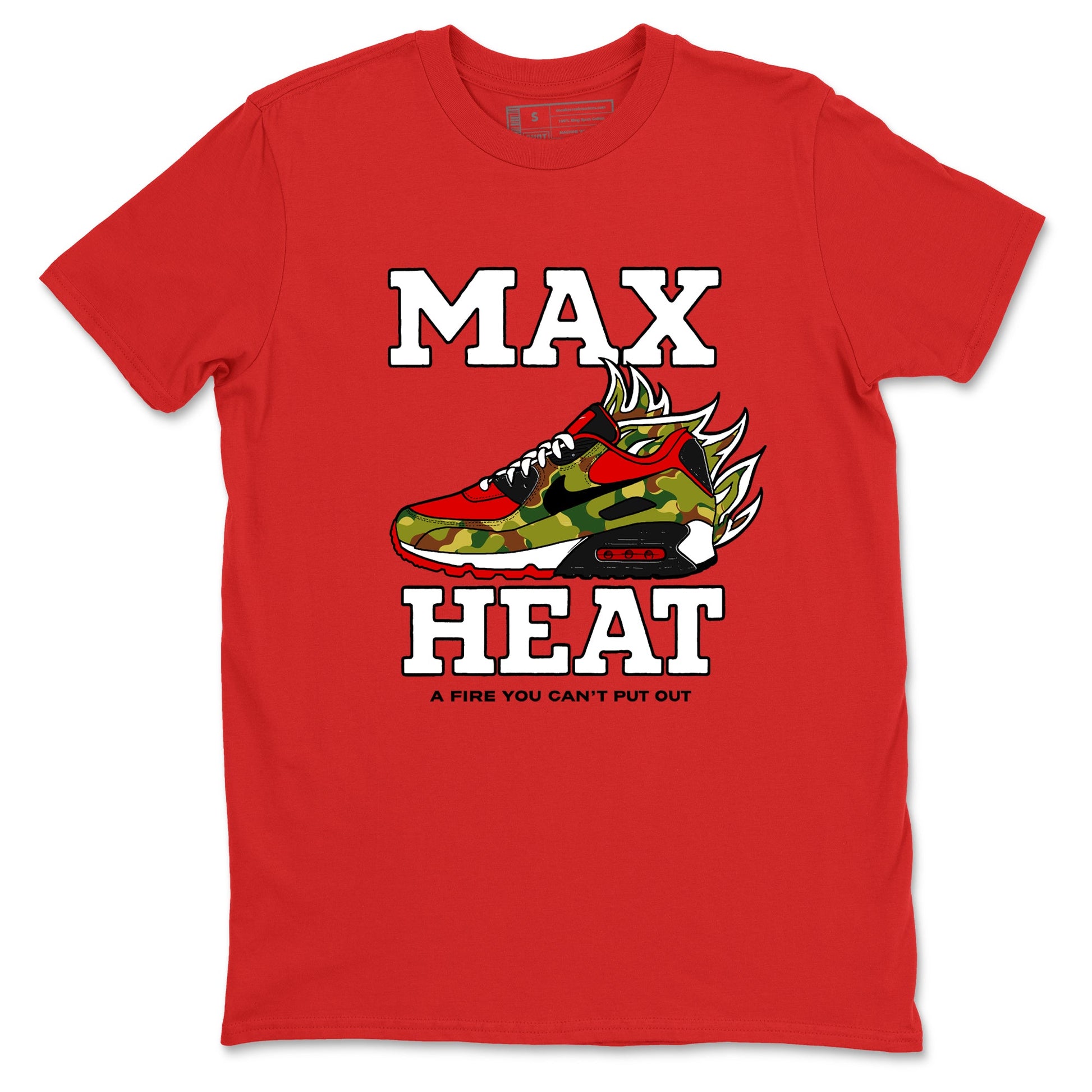 Max Heat sneaker match t-shirt styled to complete your fit with the Air Max 90 Reverse Duck Camo sneakers, shown in Red 2.