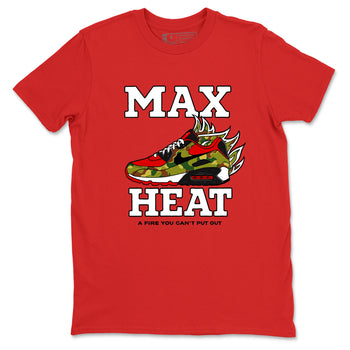 Max Heat sneaker match t-shirt styled to complete your fit with the Air Max 90 Reverse Duck Camo sneakers, shown in Red 2.
