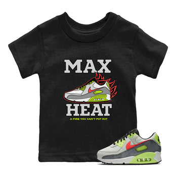 Sneaker Threads – Sneaker Tees To Match Air Max 90 Spruce Aura and Ghost Green – Max Heat Youth Graphic Tee Black 1. Perfect for Jordan releases 2025 colorways.
