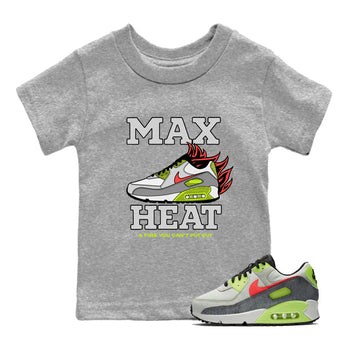 Sneaker Threads – Sneaker Tees To Match Air Max 90 Spruce Aura and Ghost Green – Max Heat Youth Graphic Tee Heather Grey 1. Perfect for Jordan releases 2025 colorways.