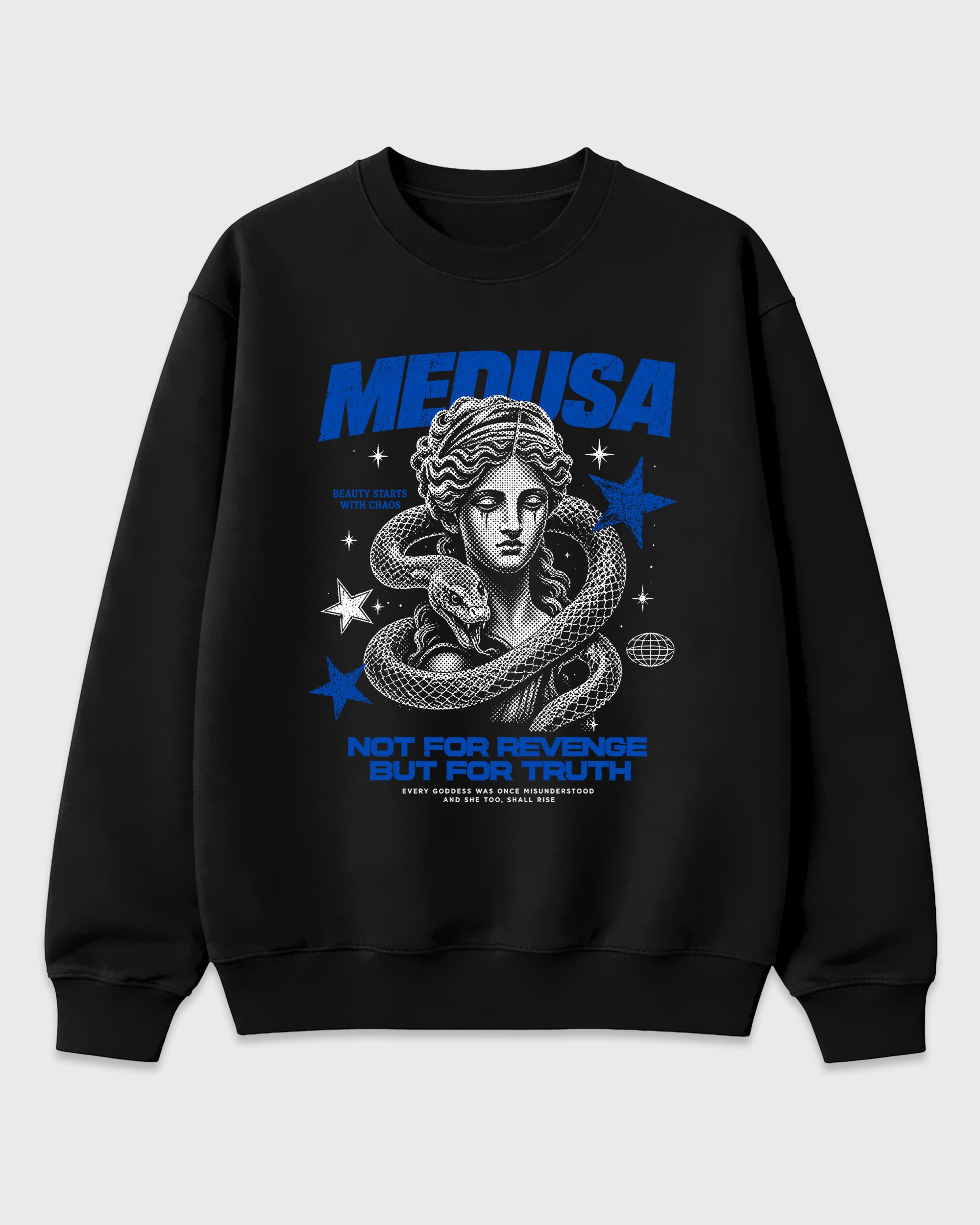 Medusa Graphic T-Shirt featuring original streetwear artwork designed to match the Air Jordan 1 Royal. Black 2 Graphic Tee.