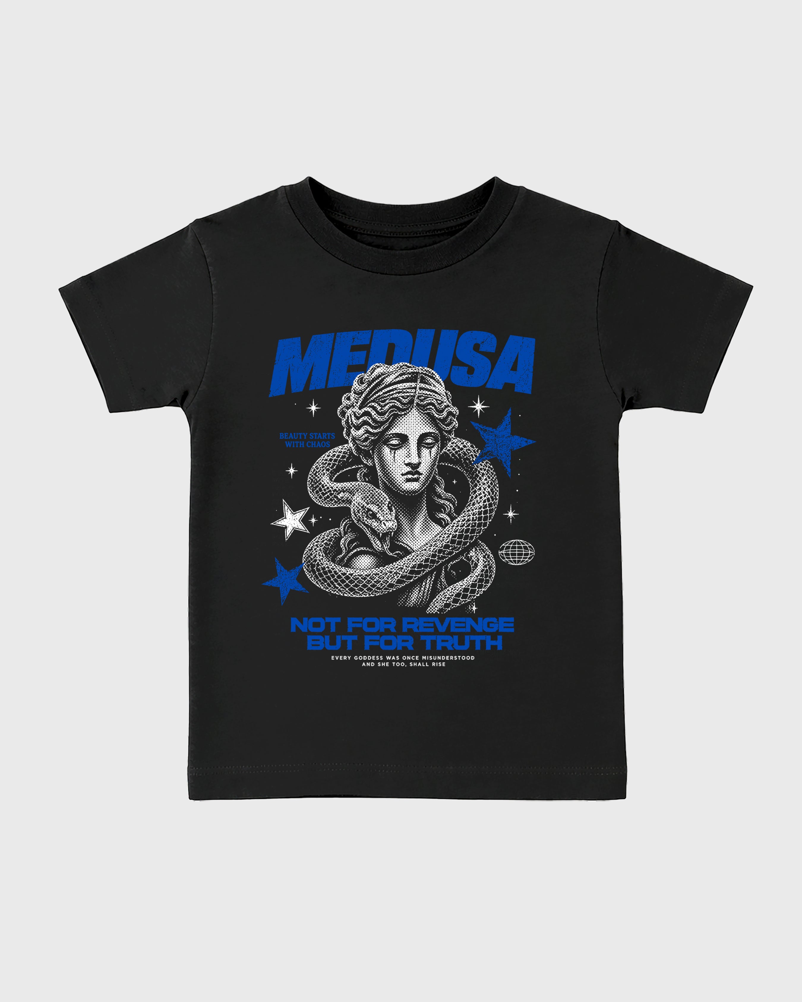 Medusa Baby & Kids Graphic T-Shirt featuring original artwork designed to match the Air Jordan 1 Royal. Black 2 Kids Graphic Tee.