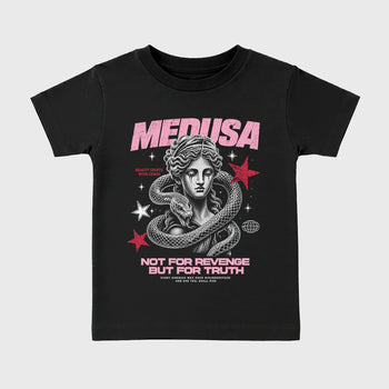 Medusa affordable baby and kids t-shirt designed to match the Jordan 1 Low x Travis Scott Tropical Pink, featuring coordinated Black 2 options for the perfect little sneakerhead streetwear look.