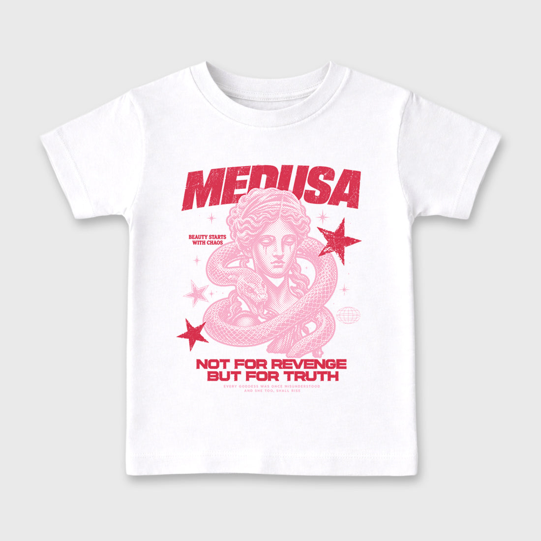 Medusa affordable baby and kids t-shirt designed to match the Jordan 1 Low x Travis Scott Tropical Pink, featuring coordinated White 2 options for the perfect little sneakerhead streetwear look.