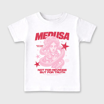 Medusa affordable baby and kids t-shirt designed to match the Jordan 1 Low x Travis Scott Tropical Pink, featuring coordinated White 2 options for the perfect little sneakerhead streetwear look.