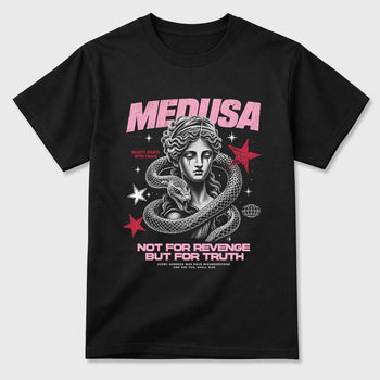 Medusa Graphic T-Shirt sneaker match tee designed for the Jordan 1 Low x Travis Scott Tropical Pink, featuring coordinated color options for a perfect streetwear match. Black 2 shirt.