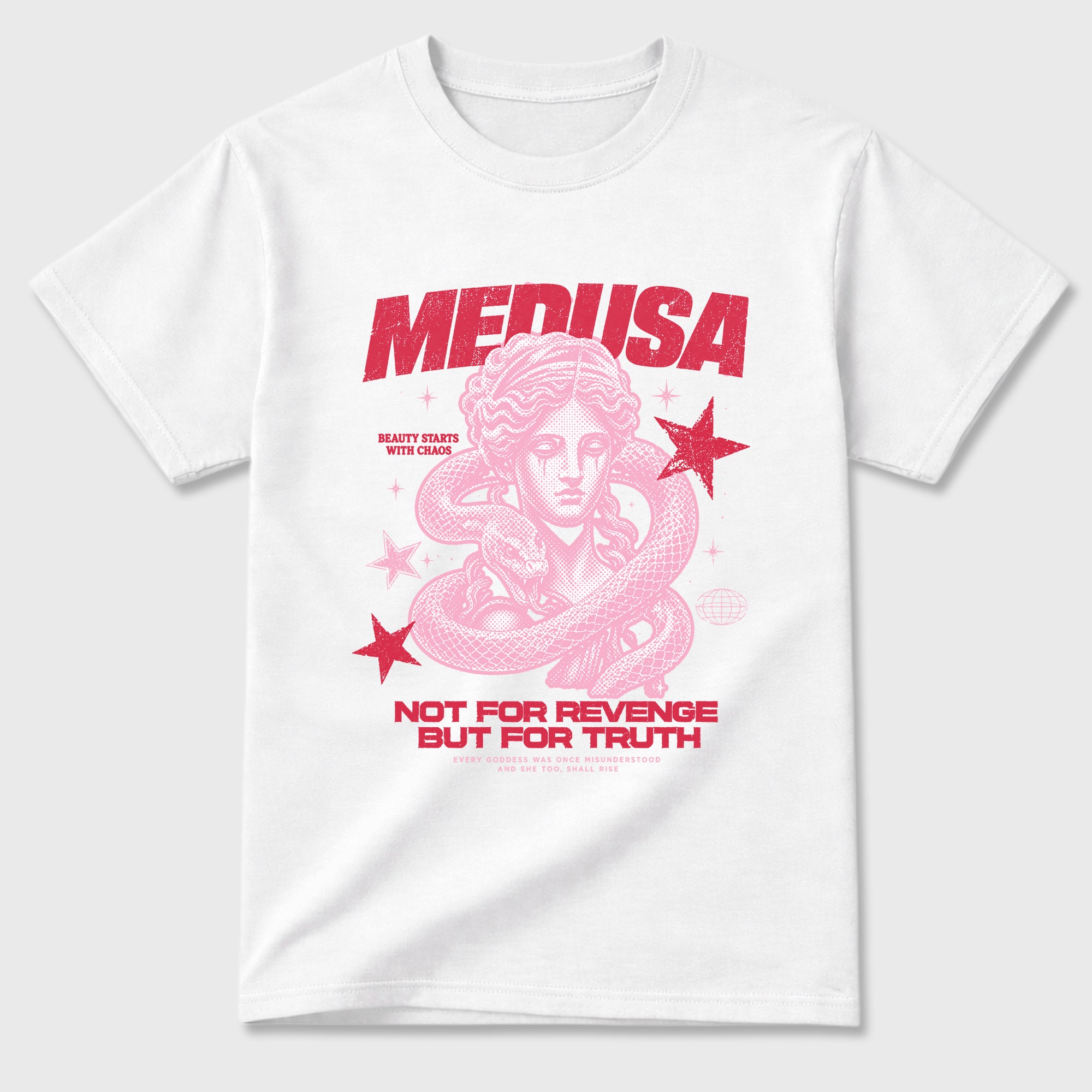 Medusa Graphic T-Shirt sneaker match tee designed for the Jordan 1 Low x Travis Scott Tropical Pink, featuring coordinated color options for a perfect streetwear match. White 2 shirt.